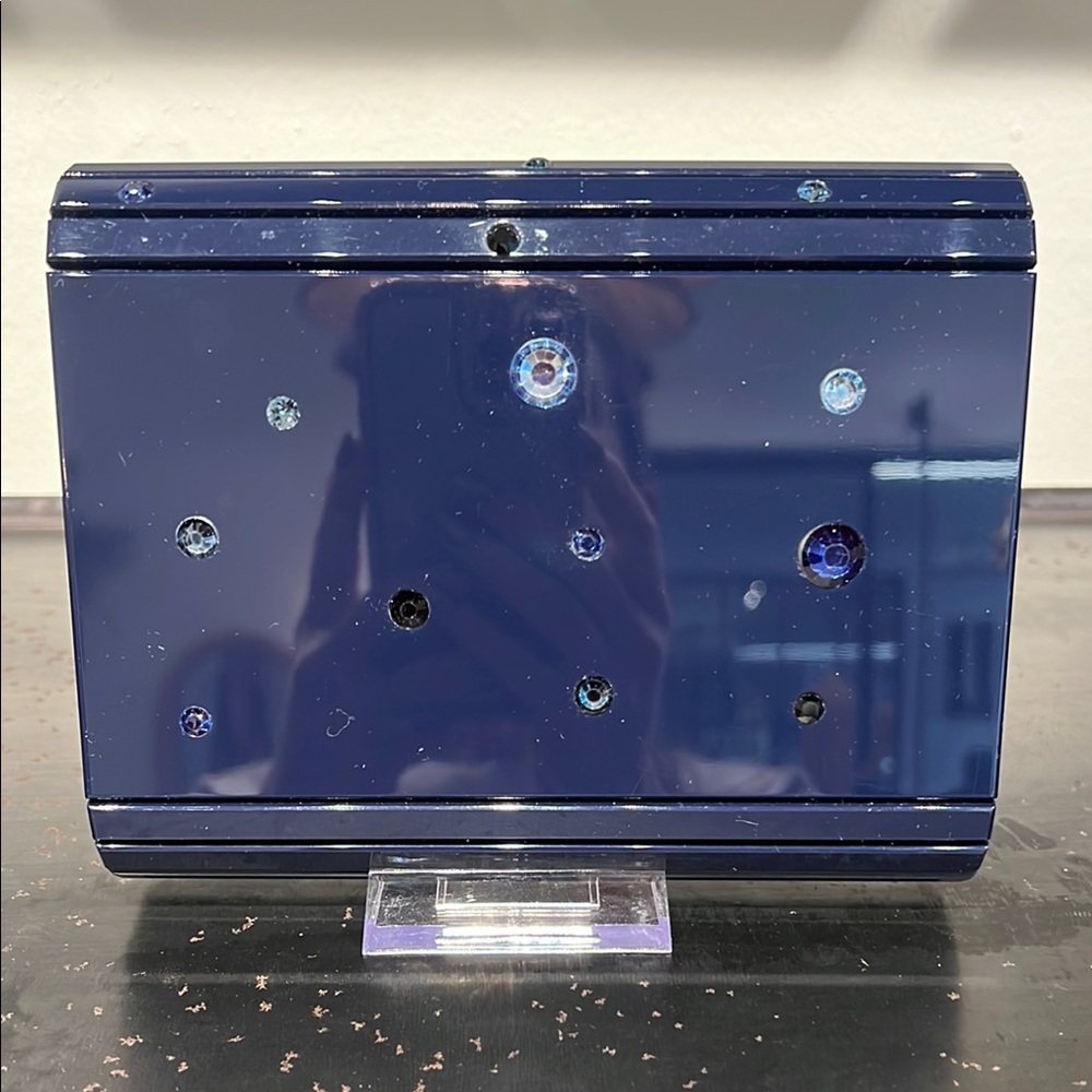 Jimmy Choo CANDY Navy Blue Clutch with Crystal Details - Picture 2 of 6